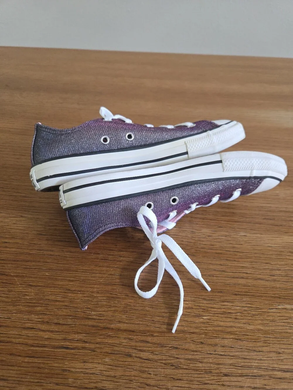 Converse Big Girls Sparkle Shimmer Sneaker In Pink Purple Silver Size Junior 3
